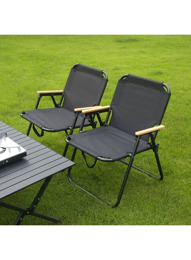 HXDream Folding Camping Chair,2 Pack Outdoor Folding Chair,Portable Lightweight Beach Chair,Suitable for outdoor camping, traveling, picnics(Black) - Image 2
